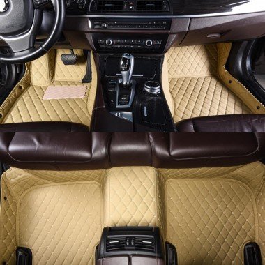 Cheap Beige Luxury Leather Diamond Car Floor Mats UK