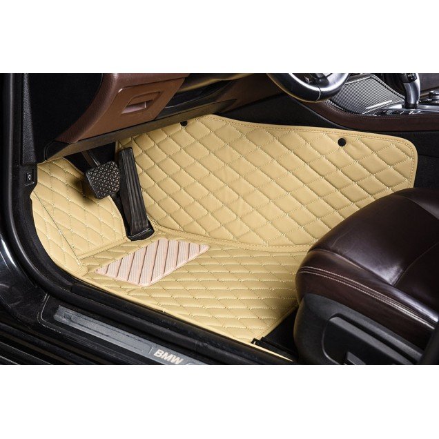 Cheap Beige Luxury Leather Diamond Car Floor Mats UK