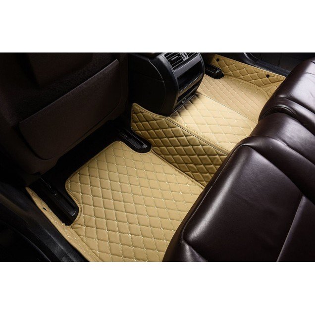 Cheap Beige Luxury Leather Diamond Car Floor Mats UK