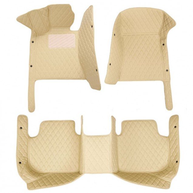 Cheap Beige Luxury Leather Diamond Car Floor Mats UK