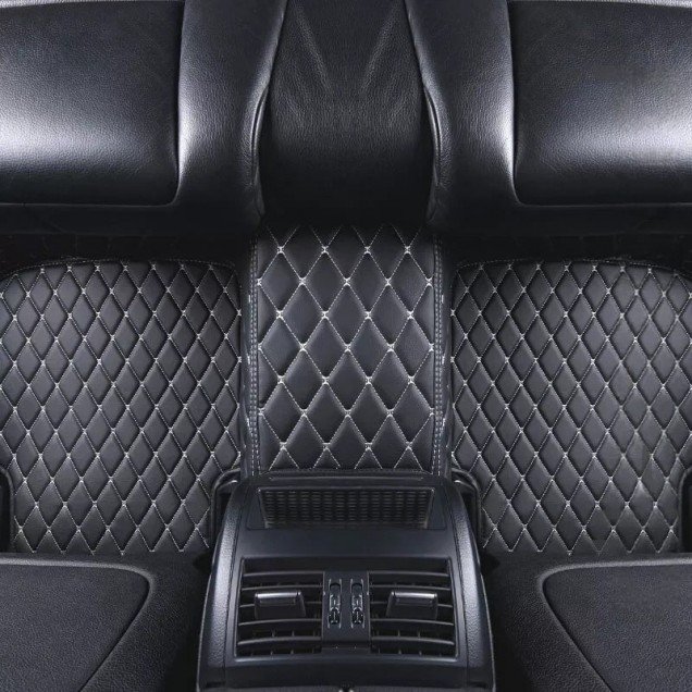 Cheap Black and Beige Stitching Luxury Leather Diamond Car Floor Mats UK Cheap Black and Beige Stitching Luxury Leather Diamond Car Floor Mats UK