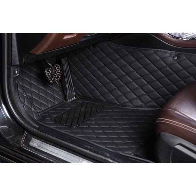 Cheap Black and Black Stitching Luxury Leather Diamond Car Floor Mats UK Cheap Black and Black Stitching Luxury Leather Diamond Car Floor Mats UK
