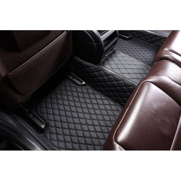 Cheap Black and Black Stitching Luxury Leather Diamond Car Floor Mats UK Cheap Black and Black Stitching Luxury Leather Diamond Car Floor Mats UK