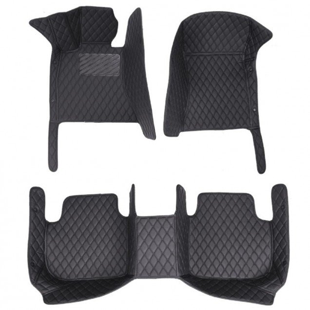Cheap Black and Black Stitching Luxury Leather Diamond Car Floor Mats UK Cheap Black and Black Stitching Luxury Leather Diamond Car Floor Mats UK