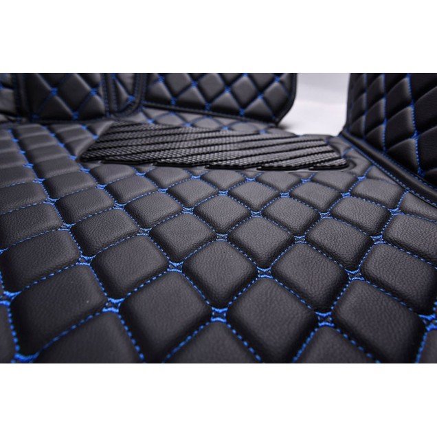 Cheap Black and Blue Stitching Luxury Leather Diamond Car Floor Mats UK Cheap Black and Blue Stitching Luxury Leather Diamond Car Floor Mats UK
