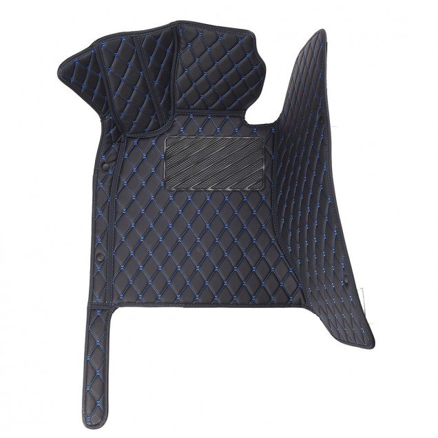 Cheap Black and Blue Stitching Luxury Leather Diamond Car Floor Mats UK Cheap Black and Blue Stitching Luxury Leather Diamond Car Floor Mats UK