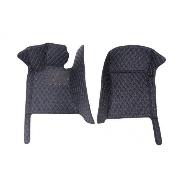Cheap Black and Blue Stitching Luxury Leather Diamond Car Floor Mats UK Cheap Black and Blue Stitching Luxury Leather Diamond Car Floor Mats UK