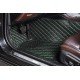 Cheap Black and Green Stitching Luxury Leather Diamond Car Floor Mats UK Cheap Black and Green Stitching Luxury Leather Diamond Car Floor Mats UK