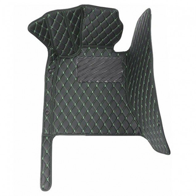 Cheap Black and Green Stitching Luxury Leather Diamond Car Floor Mats UK Cheap Black and Green Stitching Luxury Leather Diamond Car Floor Mats UK
