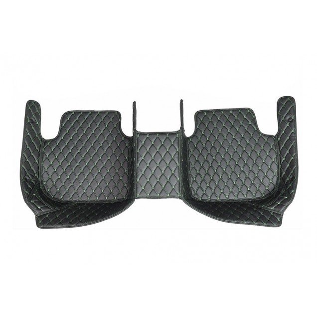 Cheap Black and Green Stitching Luxury Leather Diamond Car Floor Mats UK Cheap Black and Green Stitching Luxury Leather Diamond Car Floor Mats UK