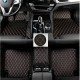 Cheap Black and Orange Stitching Luxury Leather Diamond Car Floor Mats UK Cheap Black and Orange Stitching Luxury Leather Diamond Car Floor Mats UK