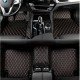 Cheap Black and Orange Stitching Luxury Leather Diamond Car Mats UK Cheap Black and Orange Stitching Luxury Leather Diamond Car Mats UK
