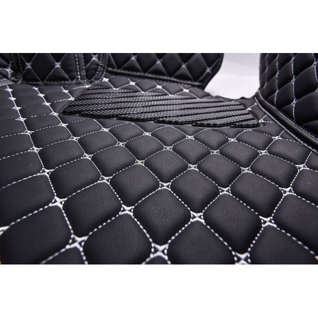 Cheap Black and White Stitching Luxury Leather Diamond Car Floor Mats UK Cheap Black and White Stitching Luxury Leather Diamond Car Floor Mats UK