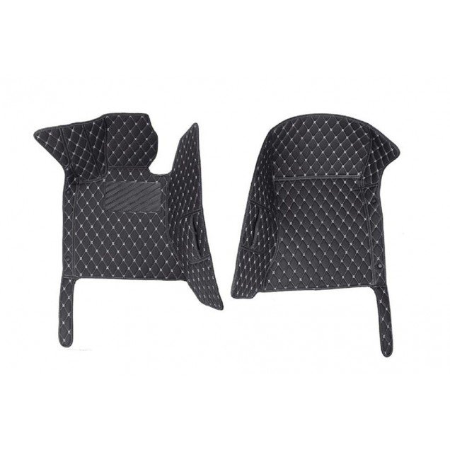 Cheap Black and White Stitching Luxury Leather Diamond Car Floor Mats UK Cheap Black and White Stitching Luxury Leather Diamond Car Floor Mats UK