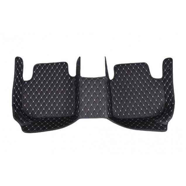 Cheap Black and White Stitching Luxury Leather Diamond Car Floor Mats UK Cheap Black and White Stitching Luxury Leather Diamond Car Floor Mats UK