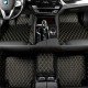Cheap Black and Yellow Stitching Luxury Leather Diamond Car Floor Mats UK Cheap Black and Yellow Stitching Luxury Leather Diamond Car Floor Mats UK