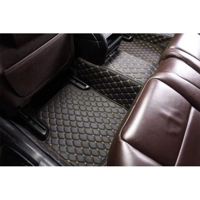 Cheap Black and Yellow Stitching Luxury Leather Diamond Car Floor Mats UK Cheap Black and Yellow Stitching Luxury Leather Diamond Car Floor Mats UK