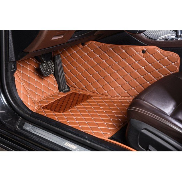 Cheap Brown Luxury Leather Diamond Car Floor Mats UK