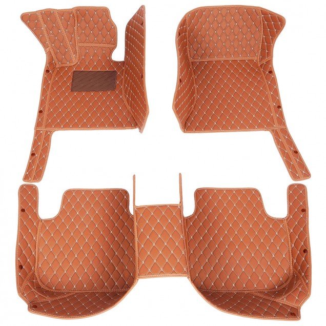 Cheap Brown Luxury Leather Diamond Car Floor Mats UK