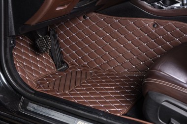 Cheap Dark Brown Luxury Leather Diamond Car Floor Mats UK