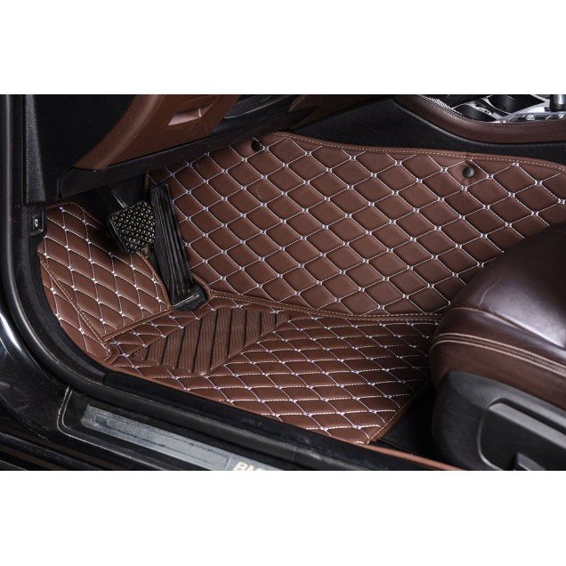 Cheap Dark Brown Luxury Leather Diamond Car Floor Mats UK Cheap Dark Brown Luxury Leather Diamond Car Floor Mats UK