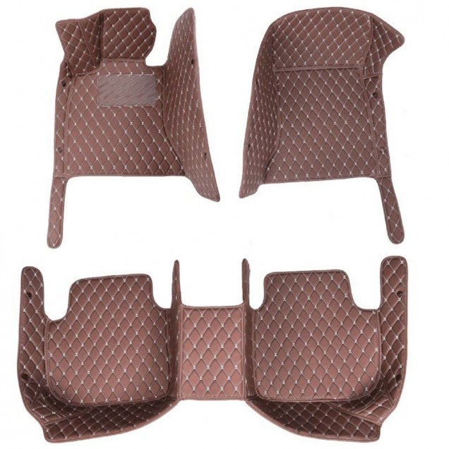 Cheap Dark Brown Luxury Leather Diamond Car Floor Mats UK Cheap Dark Brown Luxury Leather Diamond Car Floor Mats UK