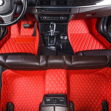 Cheap Red Luxury Leather Diamond Car Floor Mats UK