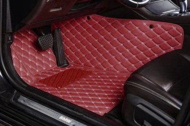 Cheap Wine Red Luxury Leather Diamond Car Floor Mats UK