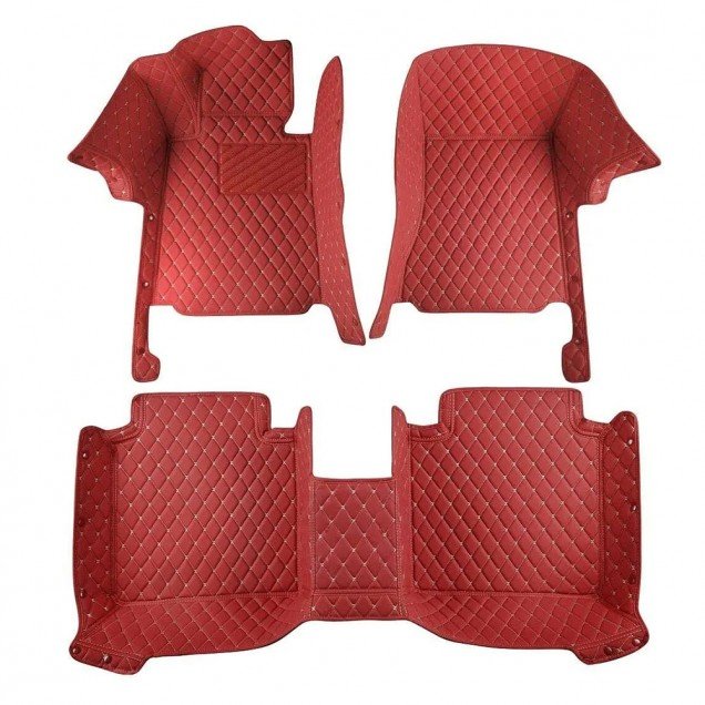 Cheap Wine Red Luxury Leather Diamond Car Floor Mats UK Cheap Wine Red Luxury Leather Diamond Car Floor Mats UK