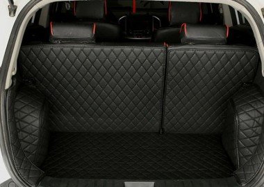Cheap Black and Black Stitching Full Cover Luxury Leather Diamond Trunk Car Floor Mats UK