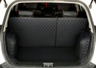 Cheap Black and Blue Stitching Full Cover Luxury Leather Diamond Trunk Car Floor Mats UK