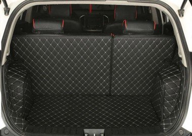 Cheap Black and White Stitching Full Cover Luxury Leather Diamond Trunk Car Floor Mats UK