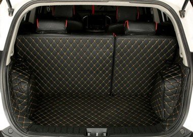 Cheap Black and Yellow Stitching Full Cover Luxury Leather Diamond Trunk Car Floor Mats UK