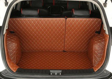 Cheap Brown Full Cover Luxury Leather Diamond Trunk Car Floor Mats UK
