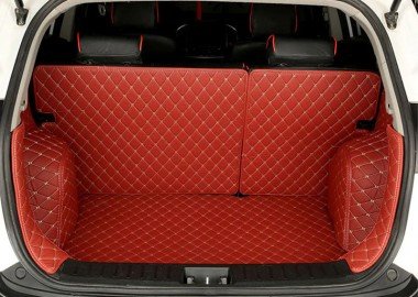 Cheap Wine Red Full Cover Luxury Leather Diamond Trunk Car Floor Mats UK
