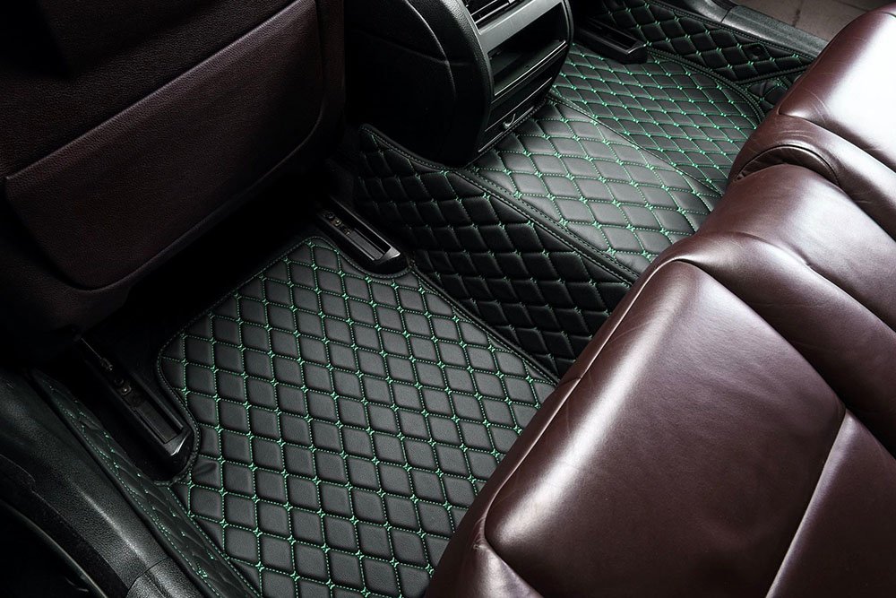 Cheap Black and Green Stitching Custom Diamond Car Mats UK