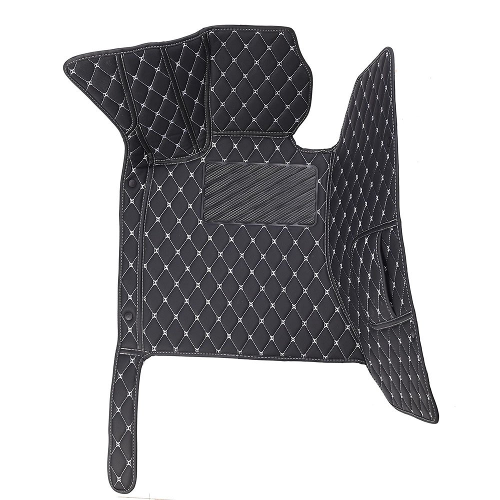 Cheap Black and White Stitching Diamond Car Mats UK Set