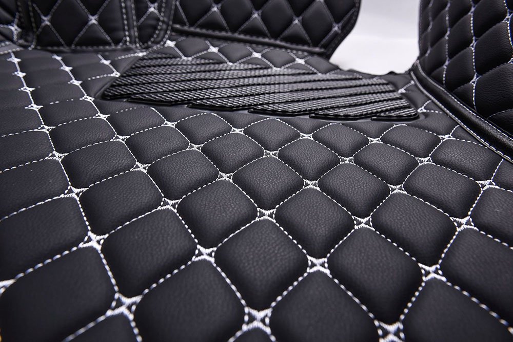 Cheap Black and White Stitching Luxury Leather Diamonds Car Floor Mats UK