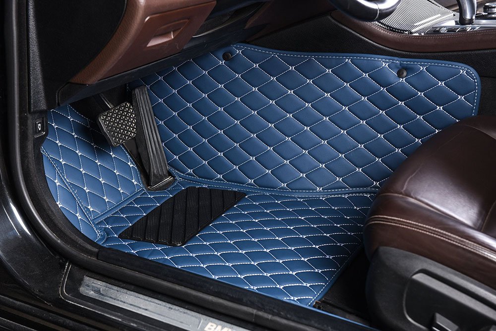 Cheap Blue Luxury Leather Diamond Car Mats UK
