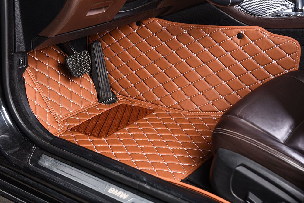 Cheap Brown Luxury Leather Diamond Car Mats UK