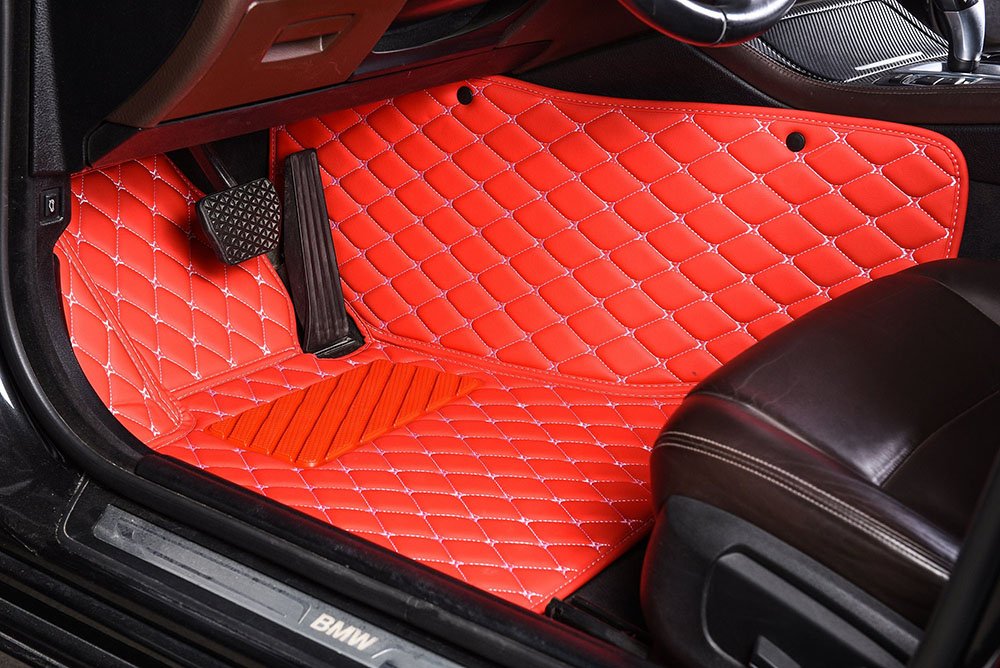 Cheap Red Luxury Leather Diamond Car Mats UK